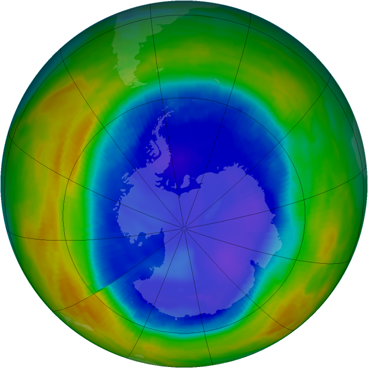 Antarctic ozone map for 29 August 1996
